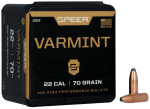 Speer 1053 Varmint 22 Cal .224 70 gr Jacketed Soft Point 100rd Box/ 5 Case