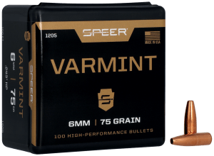 Speer 1205 Varmint 6mm .243 75 gr Jacket Hollow Point 100rd Box/ 5 Case