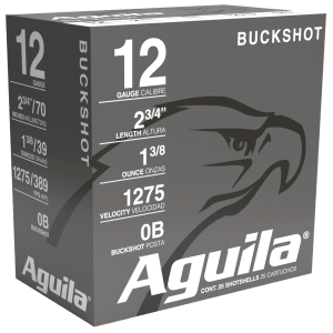 Aguila 1C1200BA Buckshot High Velocity 12Gauge 2.75" 1 3/8oz 0Buck Shot 25rd Box