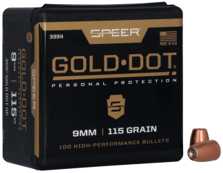 Speer 3994 Gold Dot Personal Protection 9mm .355 115 gr Hollow Point 100rd Box/ 5 Case