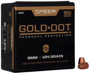Speer 3998 Gold Dot Personal Protection 9mm .355 124 gr Hollow Point 100rd Box/ 5 Case