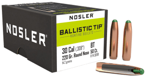 Nosler 30181 Ballistic Tip 30 Caliber .308 220 GR Round Nose/ 50rd Box