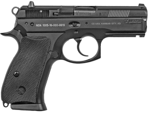 CZ-USA 01199 P-01 *CA Compliant Compact Frame 9mm Luger 10+1 3.75" Blued Steel Barrel Black Serrated Steel Slide Black Polycoat Aluminum Frame w/Beavertail Black Rubber Grip