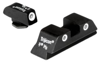 Trijicon 600227 Bright & Tough Night Sight Set Green/White Outline Tritium Front & Rear/Black Frame Compatible w/Glock 20/21/29/30/36/40/41 Front Post/Rear Dovetail Mount