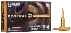 Federal GM65CRDBH130 Premium Gold Medal 6.5Creedmoor 130gr Berger Hybrid Open Tip Match 20rd Box
