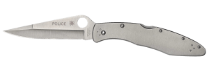 Spyderco C07P Police  4.13" Folding Spear Point Plain VG-10 SS Blade Stainless Includes Pocket Clip
