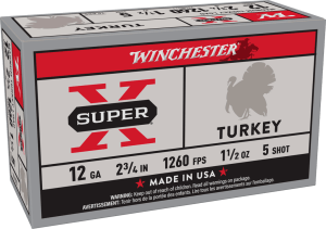 Winchester Ammo X12MT5 Super X Magnum Turkey 12 Gauge 2.75" 1 1/2 oz Copper Plated 5 Shot 10 Bx