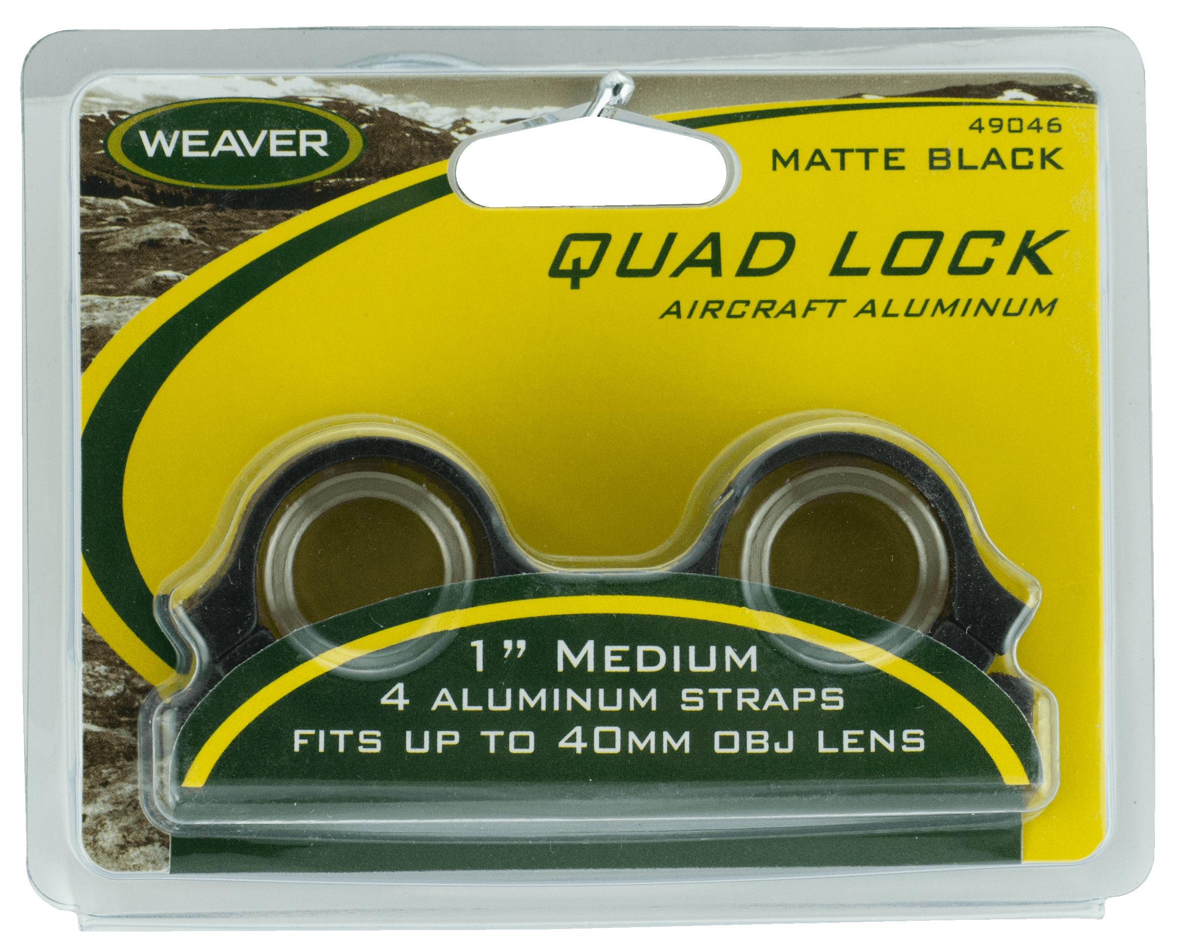 Weaver Mounts 49046 Quad Lock Detachable Rings Matte Black 1" Medium