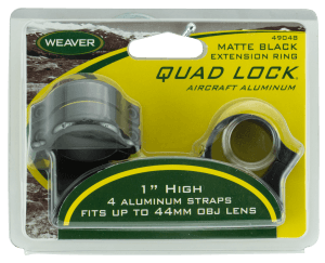Weaver Mounts 49048 Quad Lock Detachable Rings  Matte Black 1" High Extended