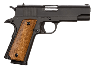 Rock Island 51417MA GI Standard MS *MA Compliant 45 ACP Caliber with 4.20" Barrel  8+1 Capacity  Overall Black Parkerized Finish Steel  Beavertail Frame  Serrated Slide & Wood Grip