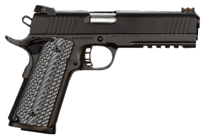 Rock Island 51485 Tac Ultra FS 45 ACP Caliber with 5" Barrel  8+1 Capacity  Overall Black Parkerized Finish Steel  Picatinny Rail/Beavertail Frame  Serrated Slide & Black & Gray G10 Grip