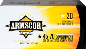 Armscor FAC4570300GR USA 45-70Gov 300gr Jacketed Hollow Point 20rd Box