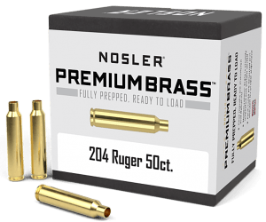 Nosler 10056 Premium Brass Unprimed Cases 204 Ruger Rifle Brass/ 50rd Box