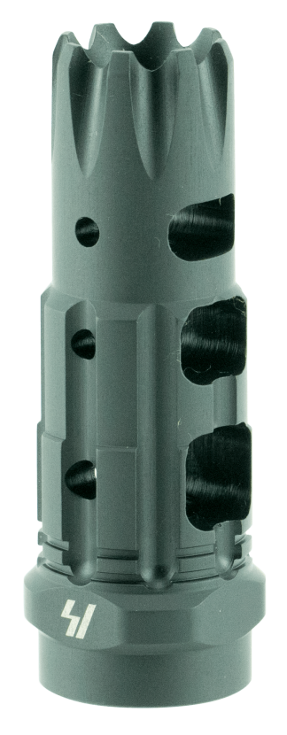 Strike Industries TCCOMP223 Triple Crown Comp  Black Steel with 1/2"-28 tpi Threads  2.63" OAL & 0.85" Diameter for 223 Rem  5.56x45mm NATO AR-Platform
