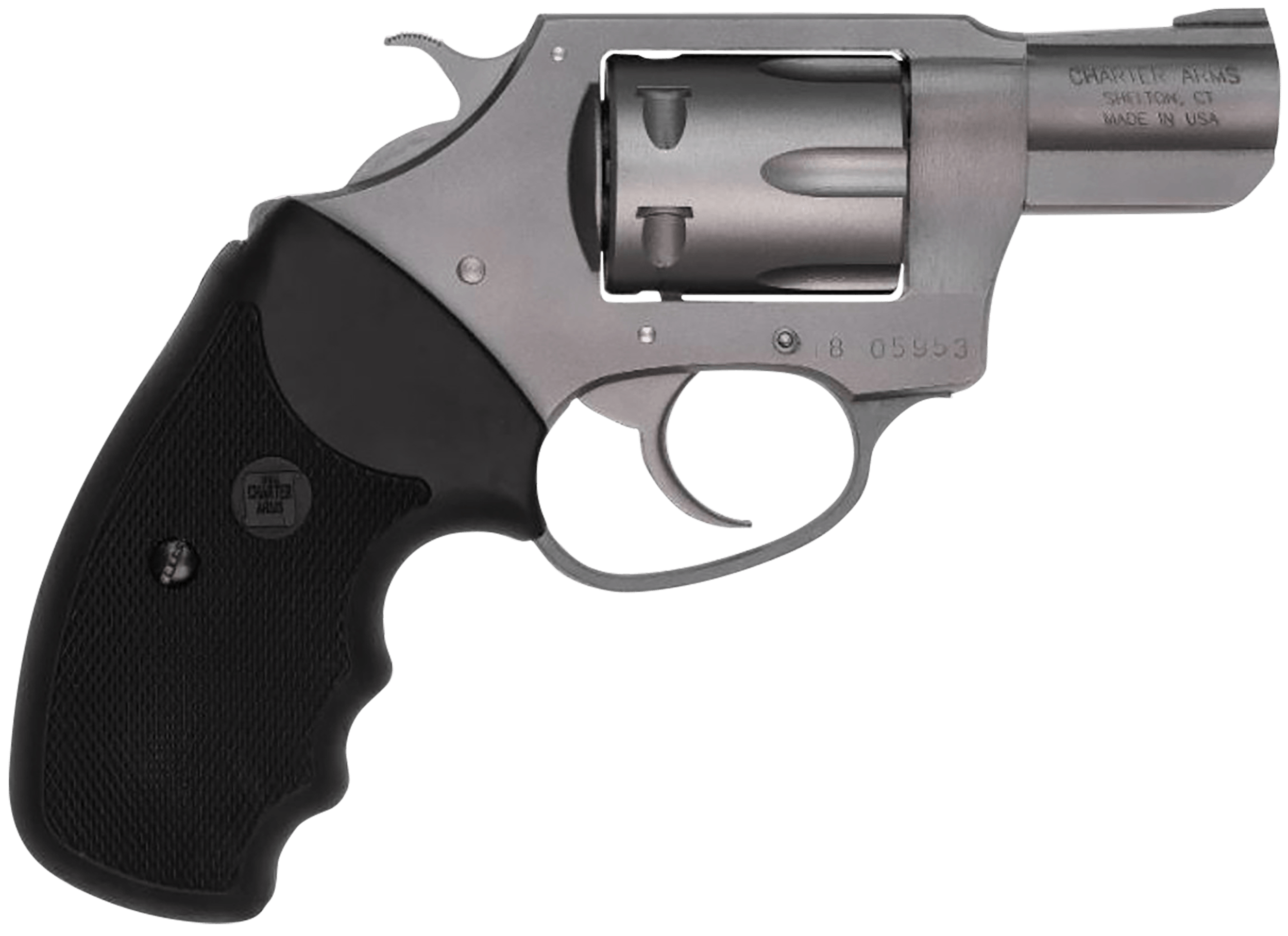 Charter Arms 72224 Pathfinder Small 22 LR 8 Shot 2" Stainless Steel Barrel & Cylinder Anodized Aluminum Frame w/Black Finger Grooved Rubber Grip Exposed Hammer
