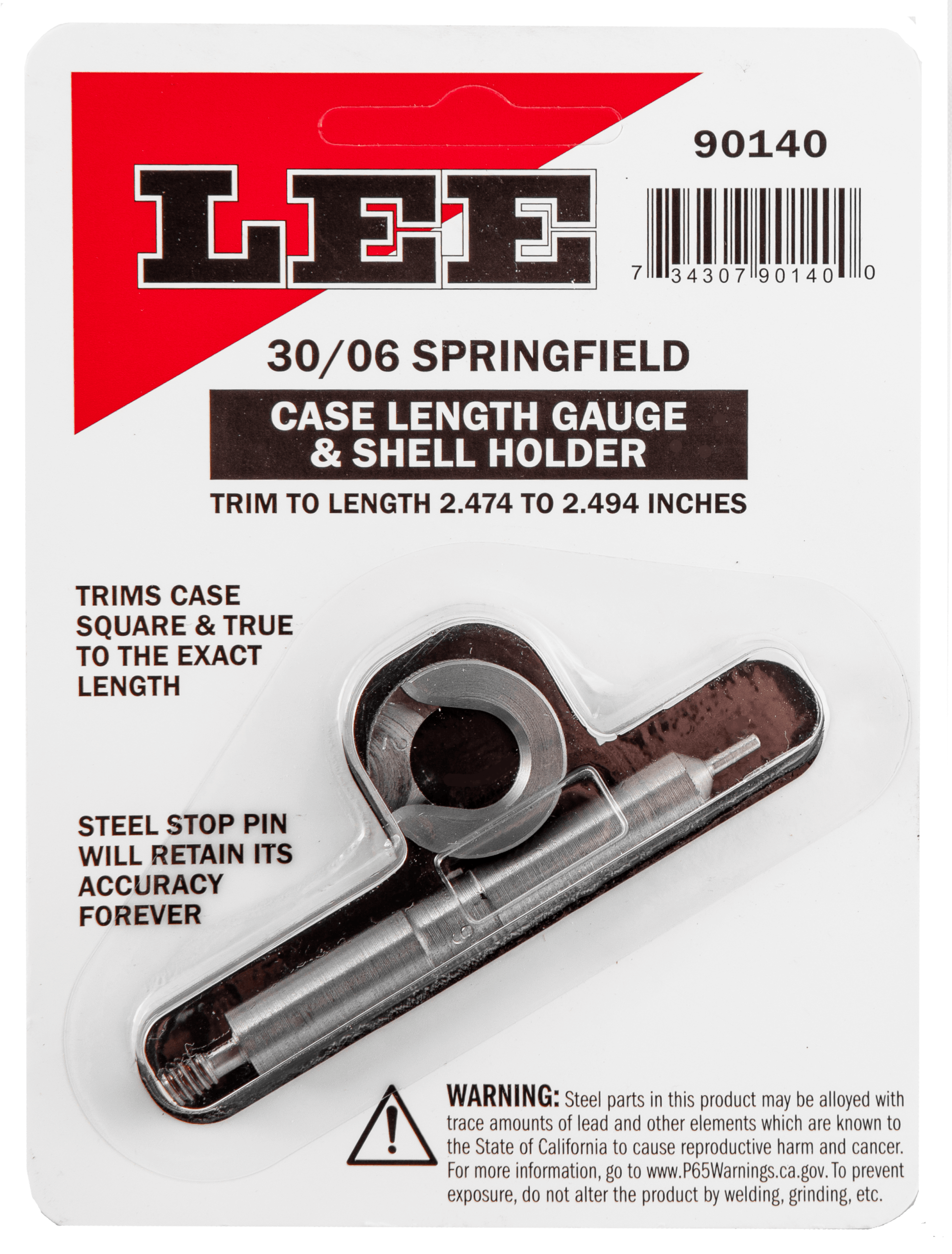 Lee Precision 90140 Case Length Gauge 30-06 Springfield Steel Works With Zip Trim Includes Shell Holder