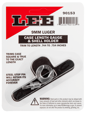 Lee Precision 90153 Case Length Gauge  9mm Luger Steel Works With Cutter/Lock Stud Includes Shell Holder