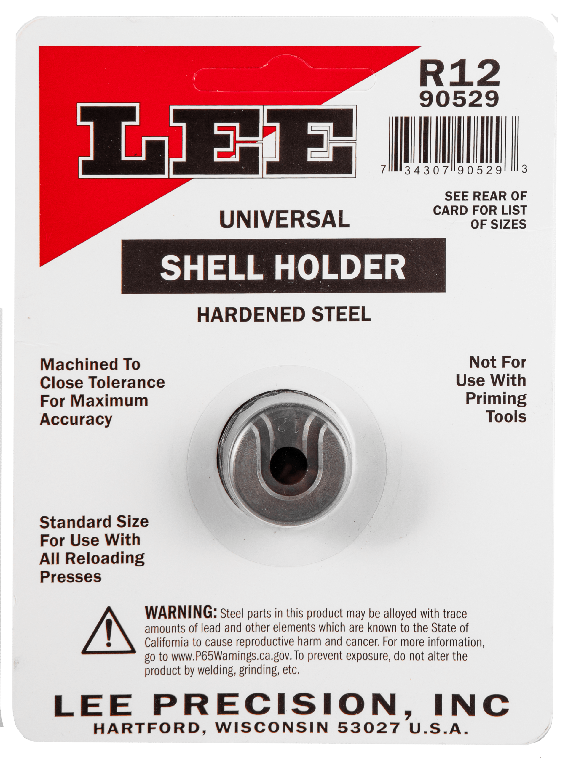 Lee Precision 90529 Shell Holder Universal #12R 6 PPC / 22 PPC / 7.62x39