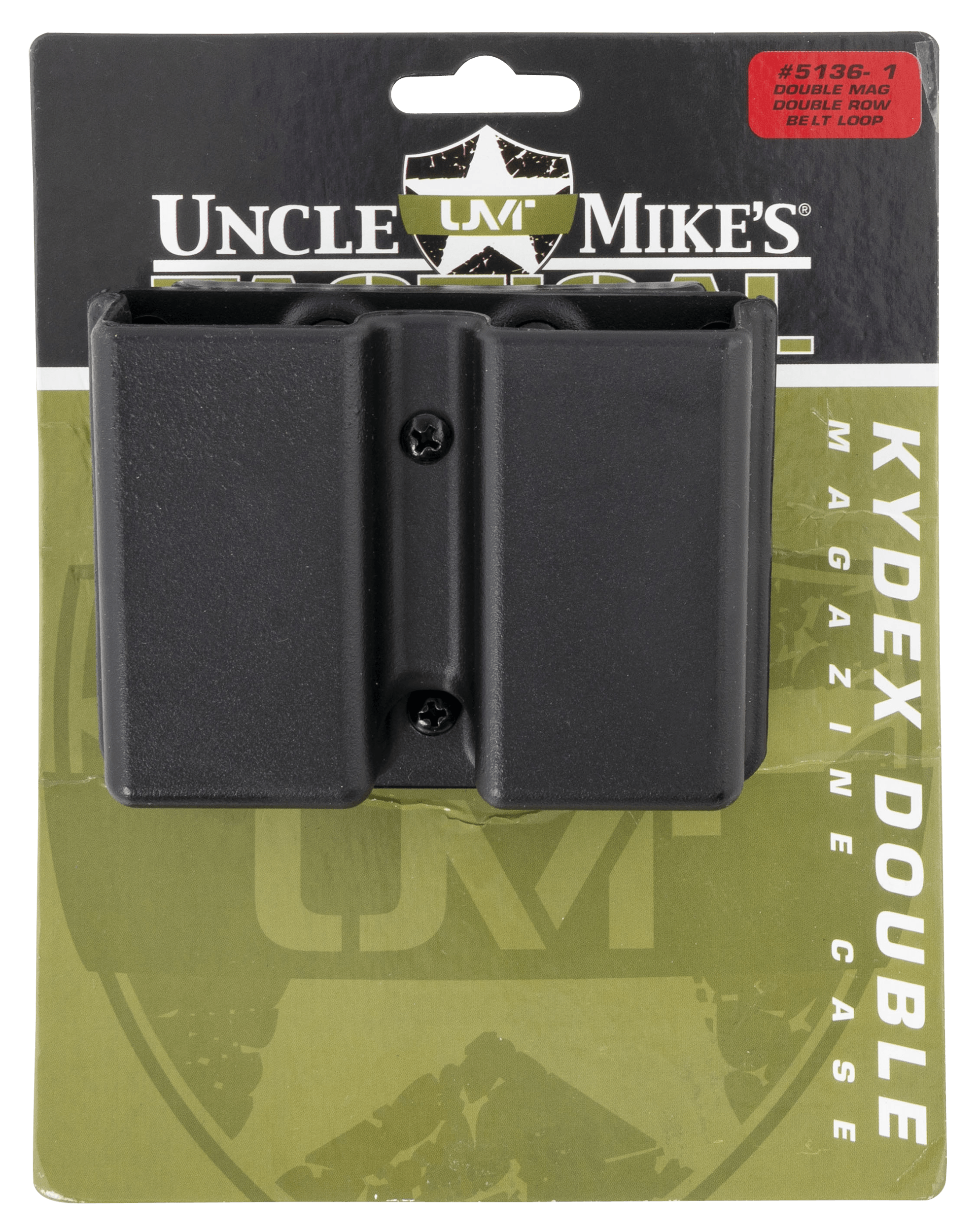 Uncle Mike's 51361 Kydex Double Mag Case Black Kydex Belt Clip 9mm Luger 40 S&W Belts 1.75" Wide