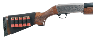 Uncle Mike's 88493 Buttstock Shell Holder made of Neoprene with Black Finish & Sewn-On Elastic Loops Holds up to 5rds for Shotguns