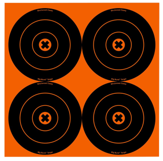 Birchwood Casey 36612 Big Burst Revealing Target Self-Adhesive Paper Black/Orange 6" Bullseye 12 PK