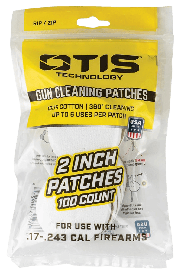 Otis FG918100 Small Caliber Cleaning Patches 17-22 Cal Rimfire Pistol/Rifle Cotton Pkg of 100