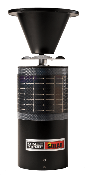 On Time 11114 Solar Elite Lifetime Feeder made of Waterproof Aluminum with Integrated Solar Wrap Technology 3 Motor Speeds 6-Volt Gel Cell Battery 1-6 Feed Times with 1-30 Second Duration & Universal Mount