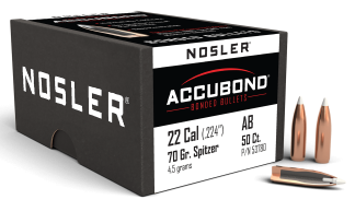 Nosler 53780 AccuBond  22 Cal .224 70 gr Spitzer Point/ 50rd Box
