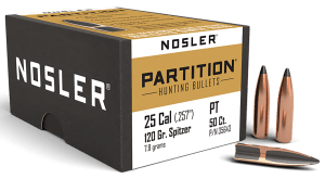 Nosler 35643 Partition 25 Cal .257 120 gr Spitzer/ 50rd Box