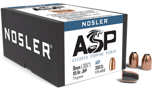 Nosler 44848 Assured Stopping Power 9mm .355 115 gr Jacketed Hollow Point/ 250rd Box