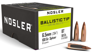 Nosler 26100 Ballistic Tip 6.5 Creedmoor .264 100 gr Spitzer/ 50rd Box
