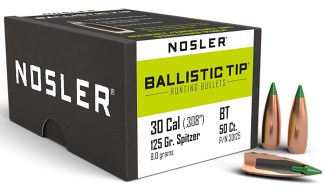 Nosler 30125 Ballistic Tip 30 Caliber .308 125 GR Spitzer/ 50rd Box