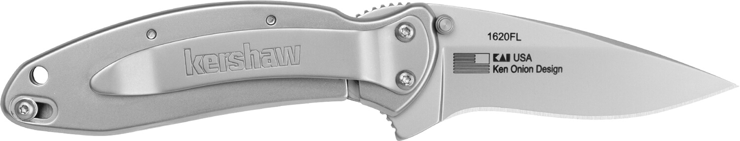 Kershaw 1620FL Scallion 2.40" Folding Drop Point Plain Bead Blasted 420HC SS Blade/Bead Blasted 410 Stainless Steel Handle Includes Pocket Clip - Image 2