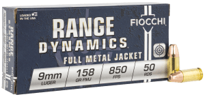 Fiocchi 9APE Range Dynamics 9mmLuger 158gr Full Metal Jacket 50rd Box