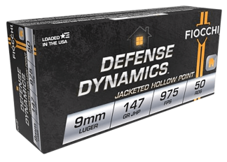 Fiocchi 9APDHP Defense Dynamics 9mmLuger 147gr Jacketed Hollow Point 50rd Box
