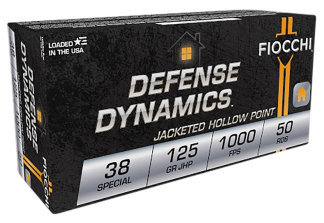 Fiocchi 38F Defense Dynamics 38Special 125gr Jacketed Hollow Point 50rd Box