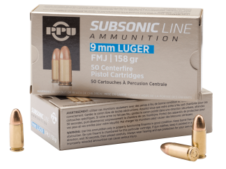 PPU PPS9MM Subsonic  9mm Luger Subsonic 158 gr Full Metal Jacket 50rd Box