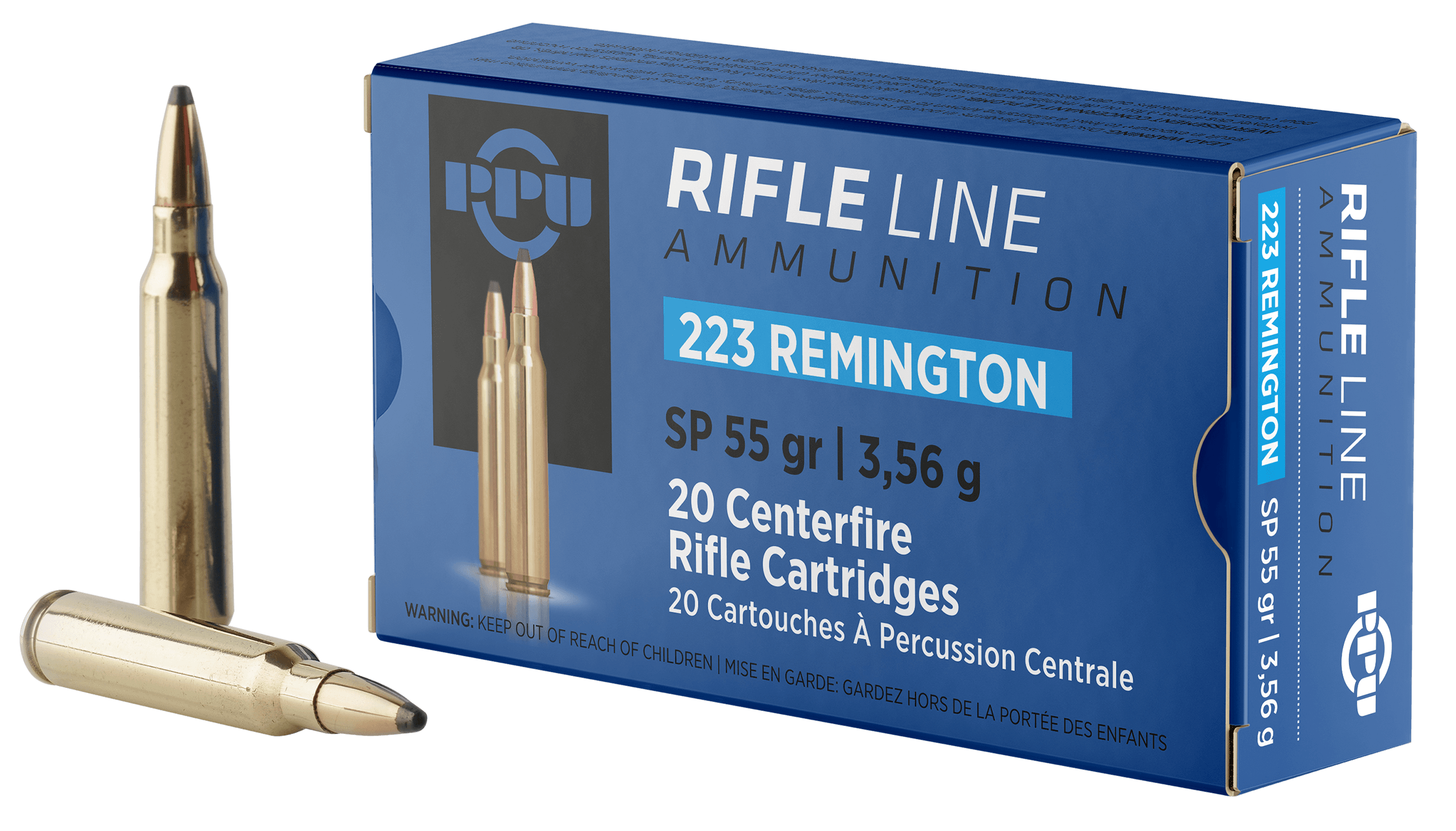 PPU PP223S Standard Rifle 223 Rem 55 gr Soft Point 20rd Box
