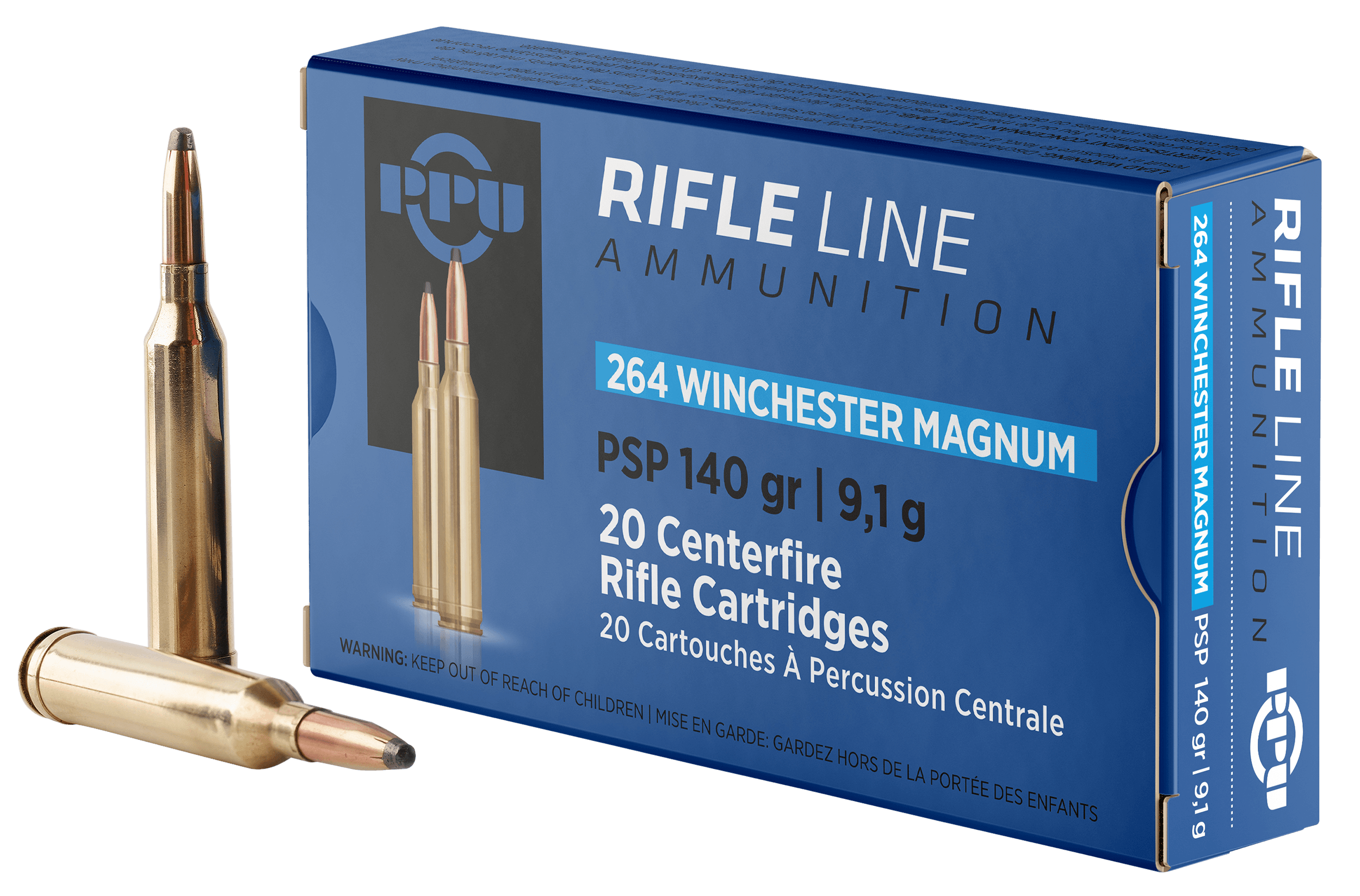 PPU PP264 Standard Rifle 264 Win Mag 140 gr Pointed Soft Point 20rd Box