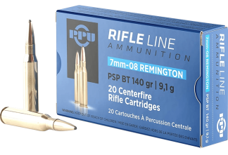 PPU PP708 Metric Rifle  7mm-08 Rem 140 gr Pointed Soft Point Boat Tail 20rd Box