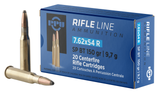 PPU PP76254S Metric Rifle  7.62x54mmR 150 gr Soft Point Boat Tail 20rd Box