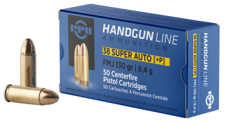 PPU PPH38SU Handgun  38 Super +P 130 gr Full Metal Jacket 50rd Box