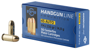 PPU PPH45F Handgun  45 ACP 230 gr Full Metal Jacket 50rd Box