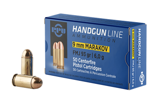 PPU PPH9MF Handgun  9x18 Makarov 93 gr Full Metal Jacket 50rd Box