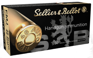 Sellier & Bellot SB45A Handgun 45 ACP 230 gr Full Metal Jacket 50rd Box