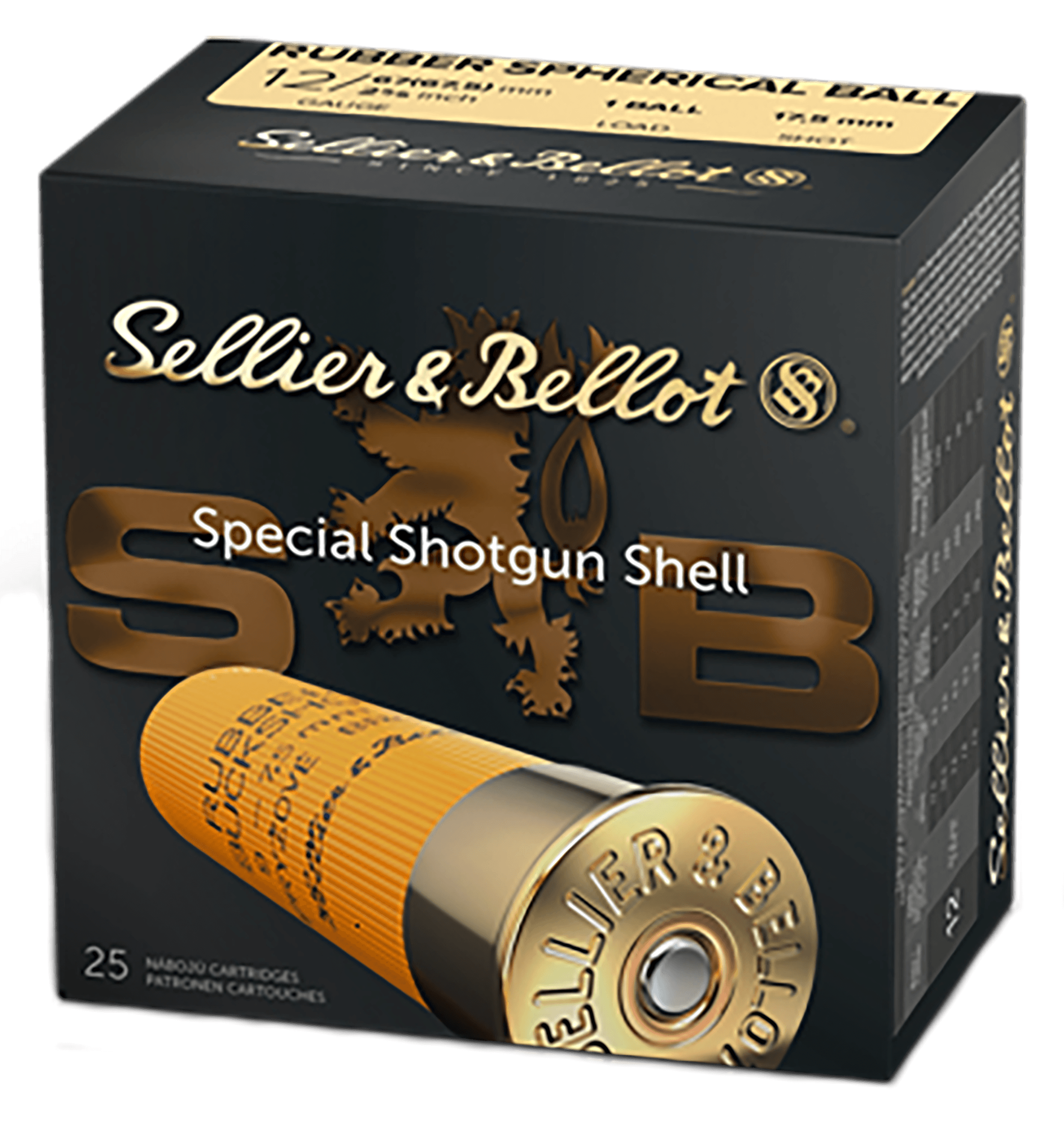 Sellier & Bellot SB12RBA Shotgun 12 Gauge 2.75" 2 11/16 oz 1 Rubber Ball Shot 25 Bx