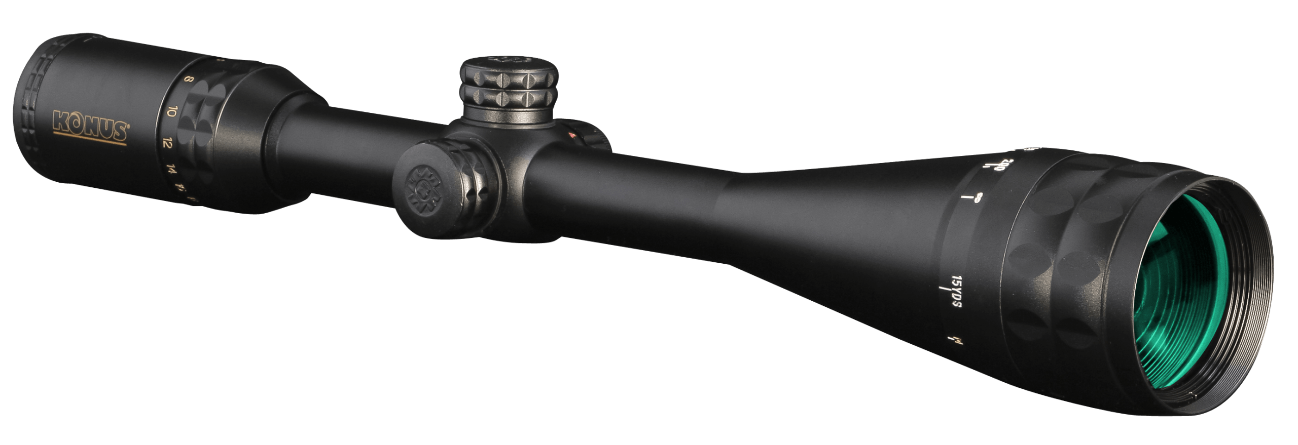 Konus 7274 KonusPro-Plus Long Range Matte Black 6-24x50mm AO 1" Tube Dual Illuminated (Blue/Red) Engraved Crosshair w/Dot Reticle