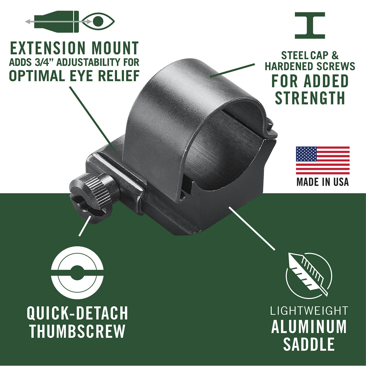 Weaver Mounts 48449 Detachable Top Mount Extension Rings Matte Black 1" Extra High - Image 3