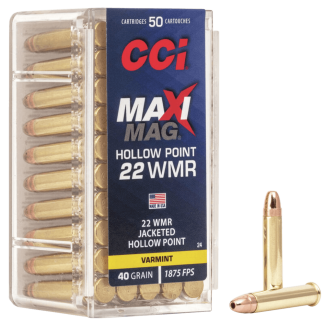 CCI 0024 Maxi-Mag Rimfire 22WMR 40gr Jacketed Hollow Point 50rd Box