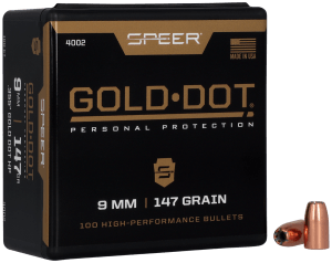 Speer Bullets 4002 Gold Dot Personal Protection 9mm .355 147 GR Hollow Point (HP) 100 Box
